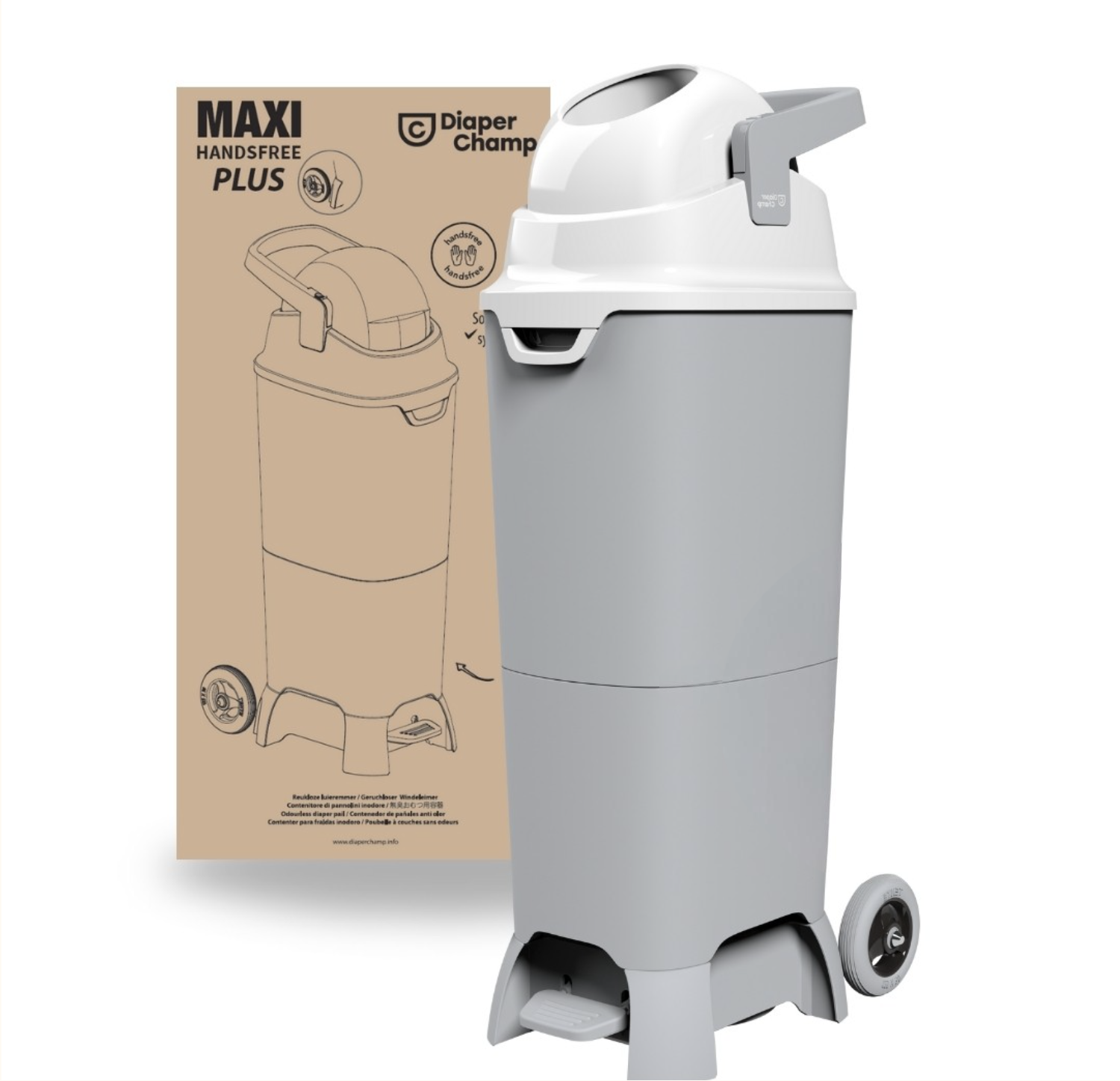 DiaperChamp ONE Maxi Handsfree Plus - Zilver