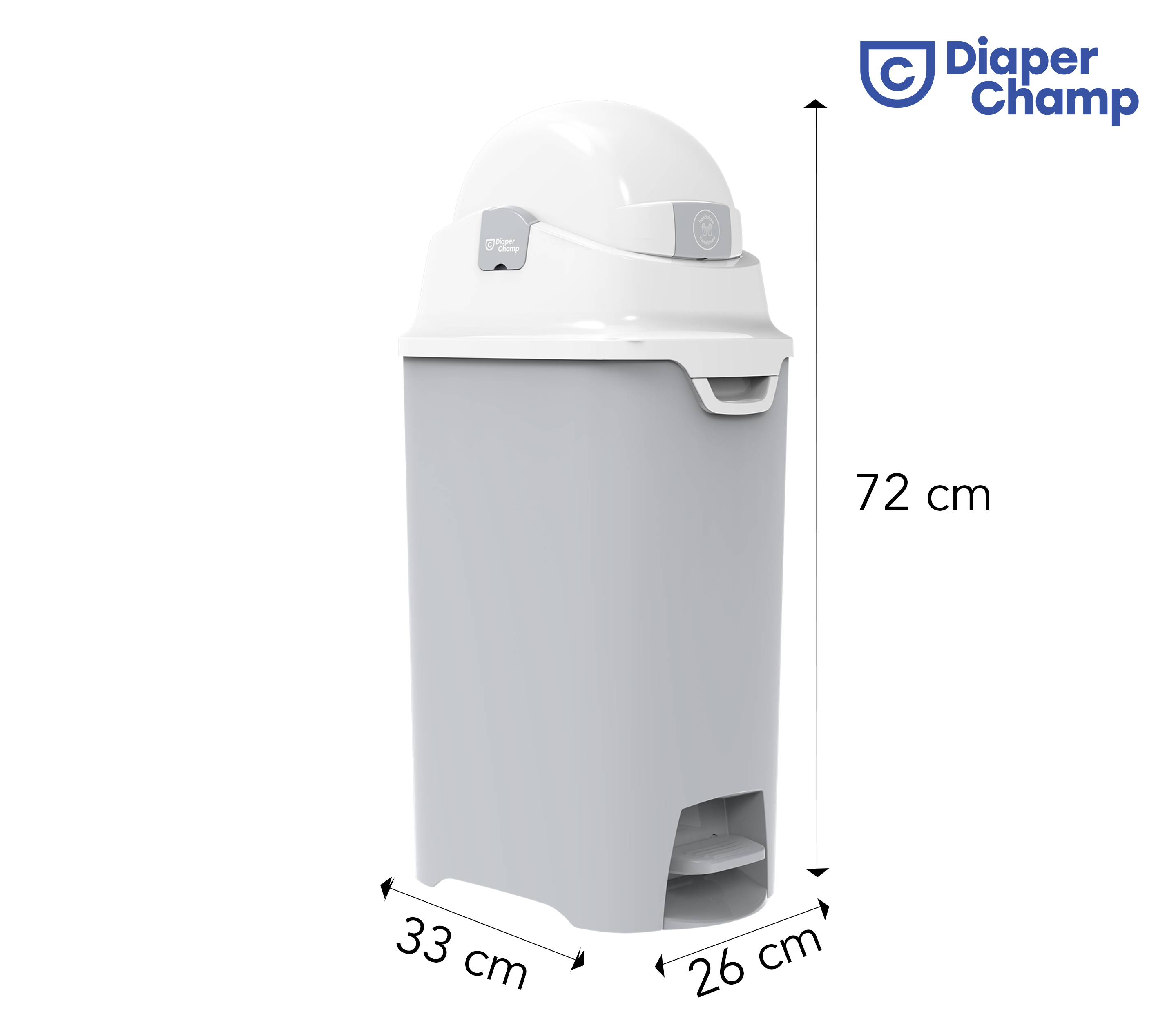 DiaperChamp ONE Handsfree Medium - Silver (incl. 10 ECO BAGS for free)