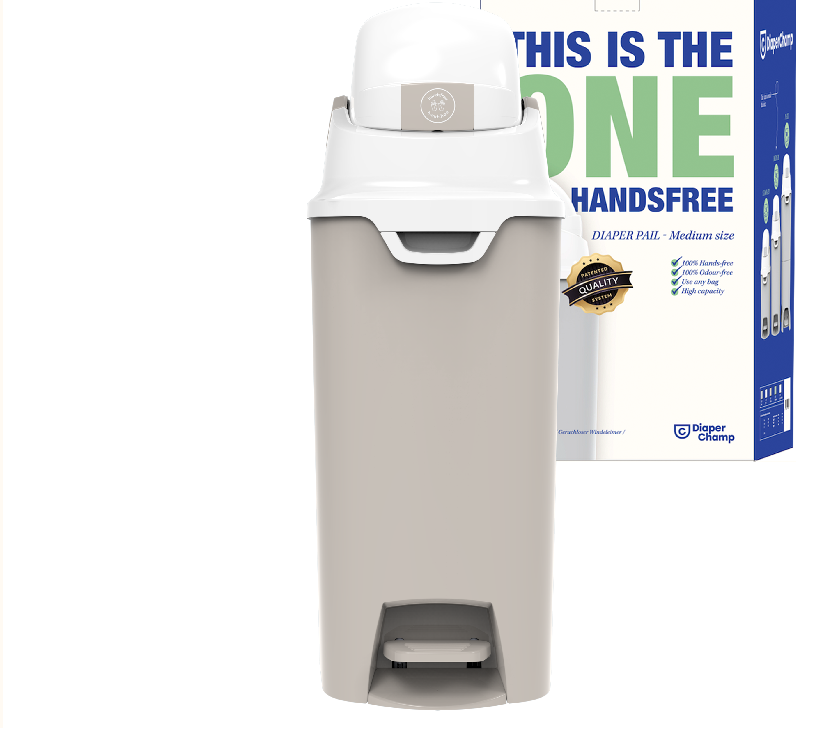 DiaperChamp ONE Handsfree Medium - Clay Sand (incl. 10 gratis ECO-zakken)