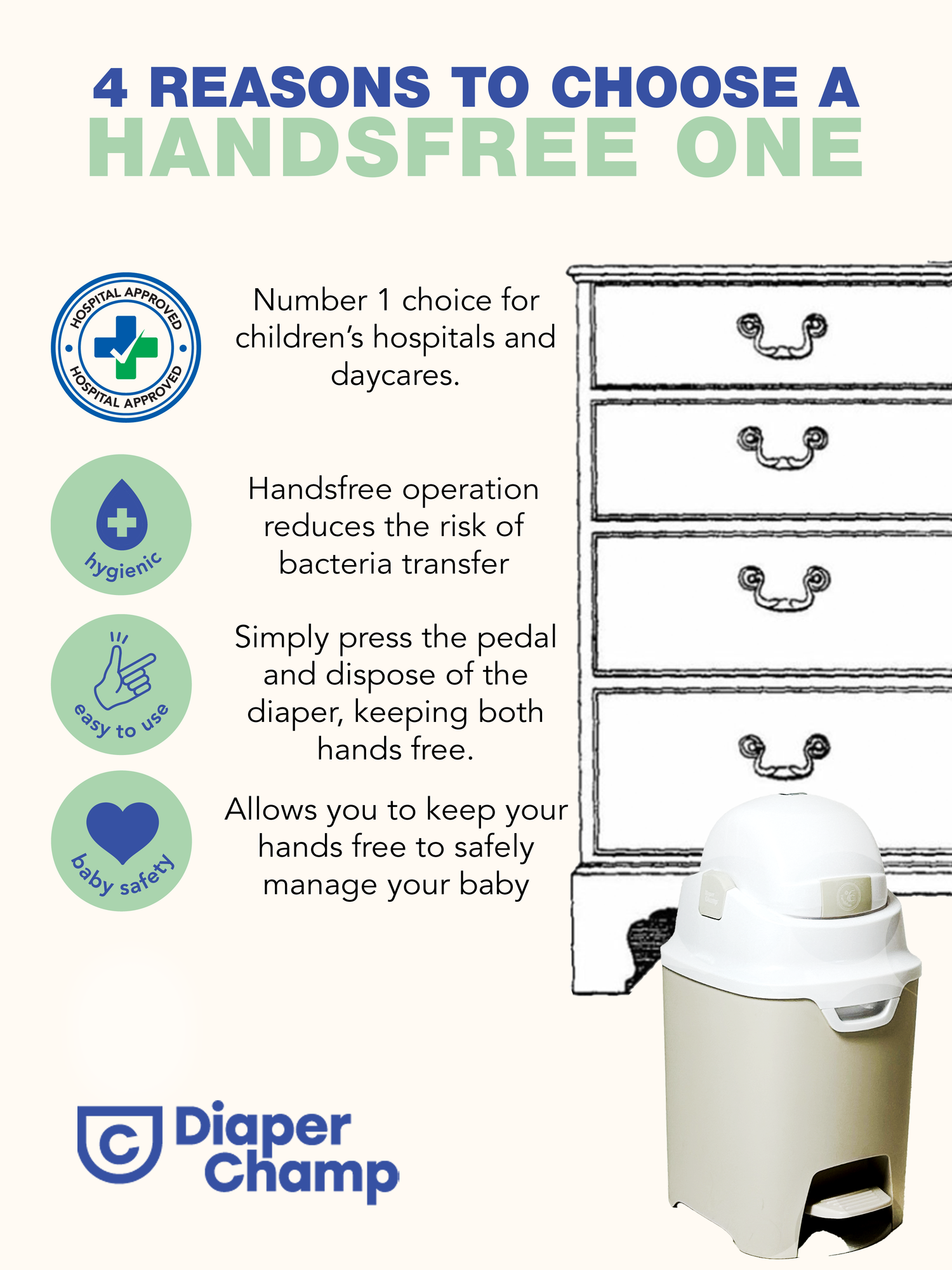 DiaperChamp ONE Handsfree - Clay