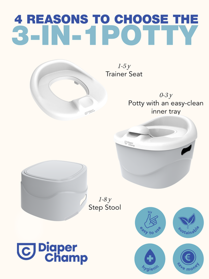 DiaperChamp 3-in-1 Potty - Silver