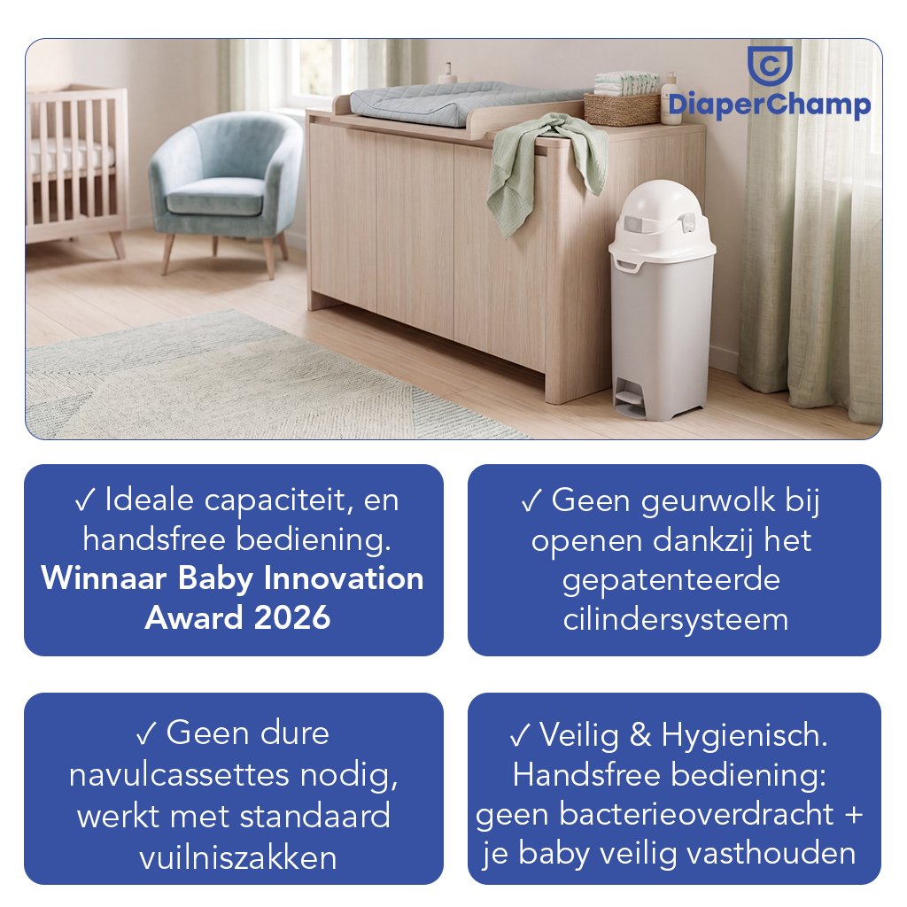 DiaperChamp ONE Handsfree Medium - Silver (incl. 10 gratis ECO-zakken)