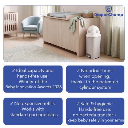 DiaperChamp ONE Handsfree Medium - Silver (incl. 10 gratis ECO-zakken)