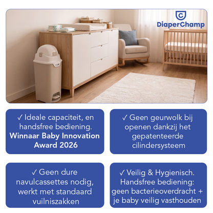 DiaperChamp ONE Handsfree Medium - Clay Sand (incl. 10 gratis ECO-zakken)