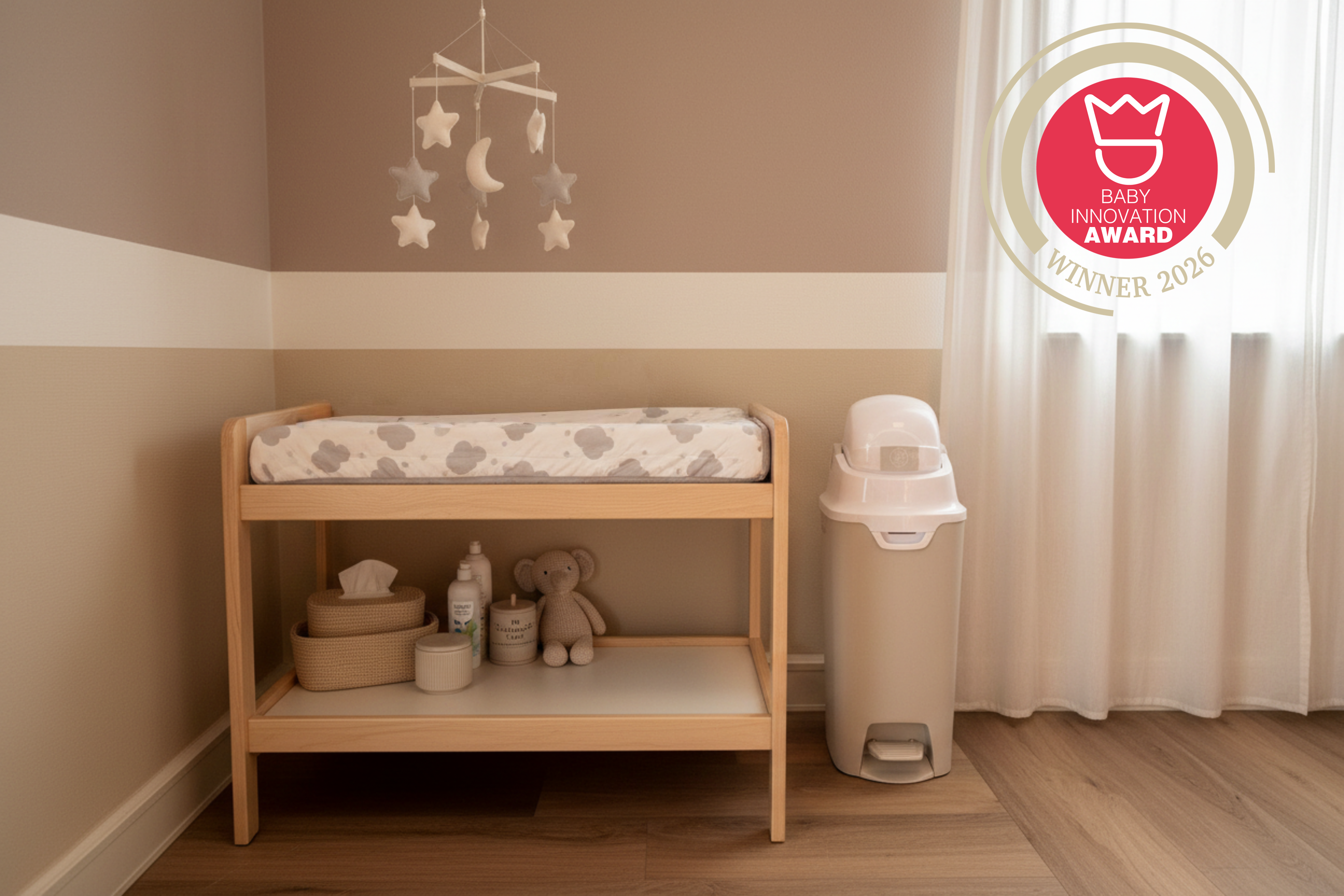 DiaperChamp ONE Handsfree Medium - Clay Sand (incl. 10 gratis ECO-zakken)