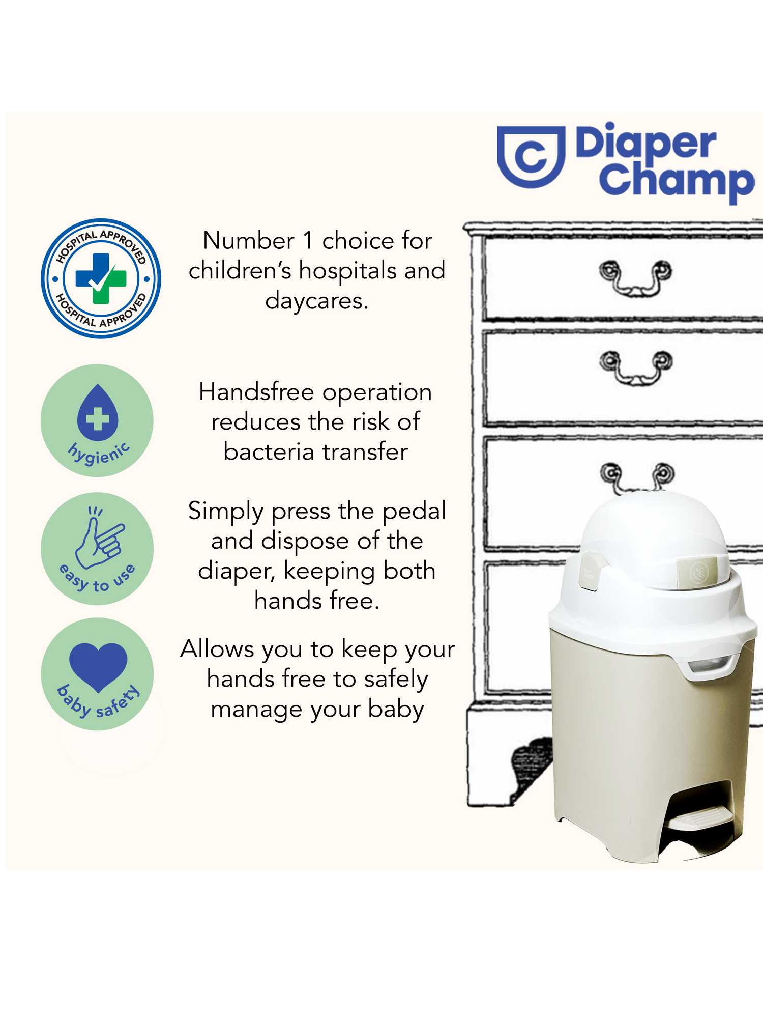 DiaperChamp ONE Handsfree - Clay