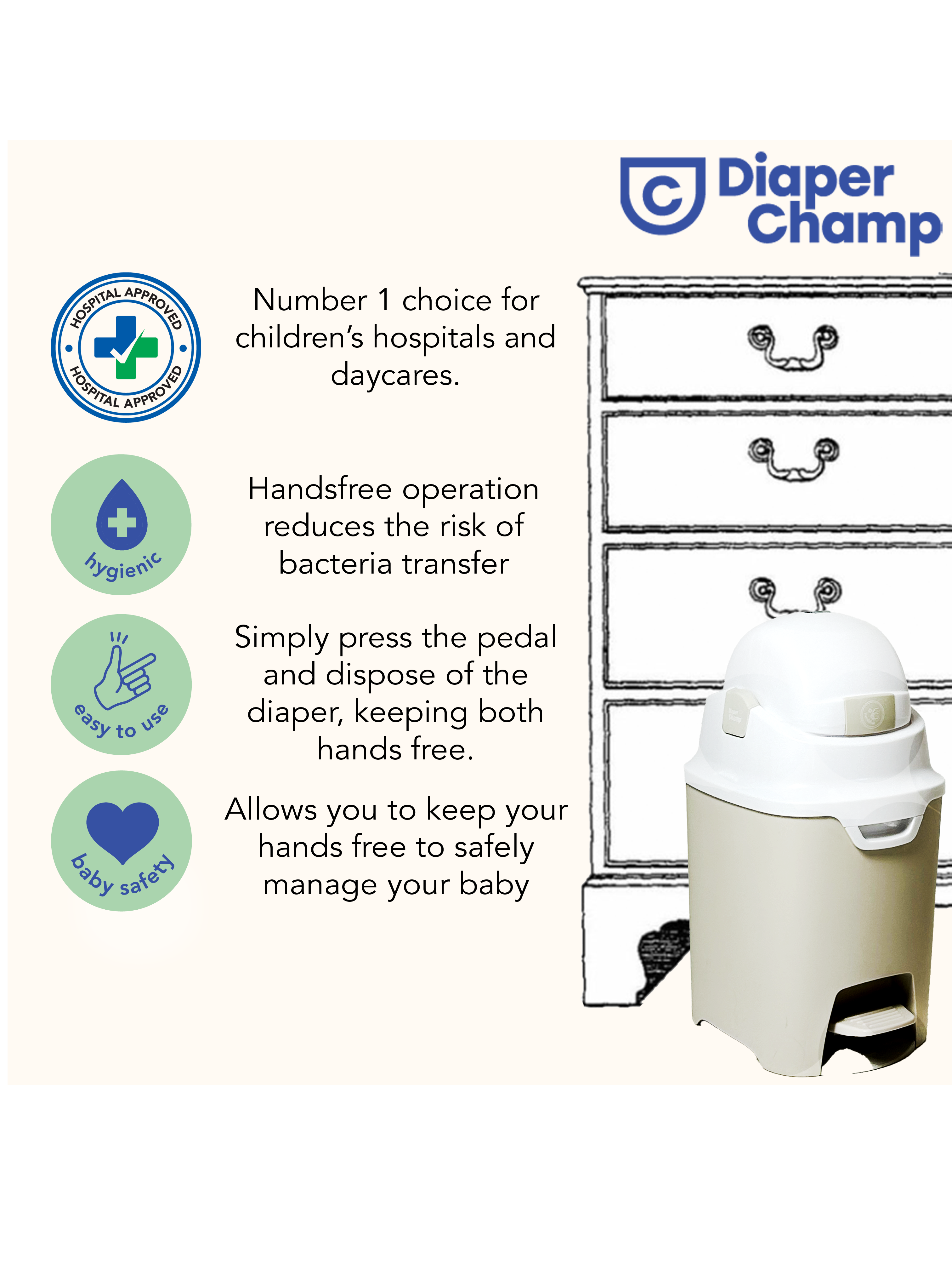 DiaperChamp ONE Handsfree - Clay