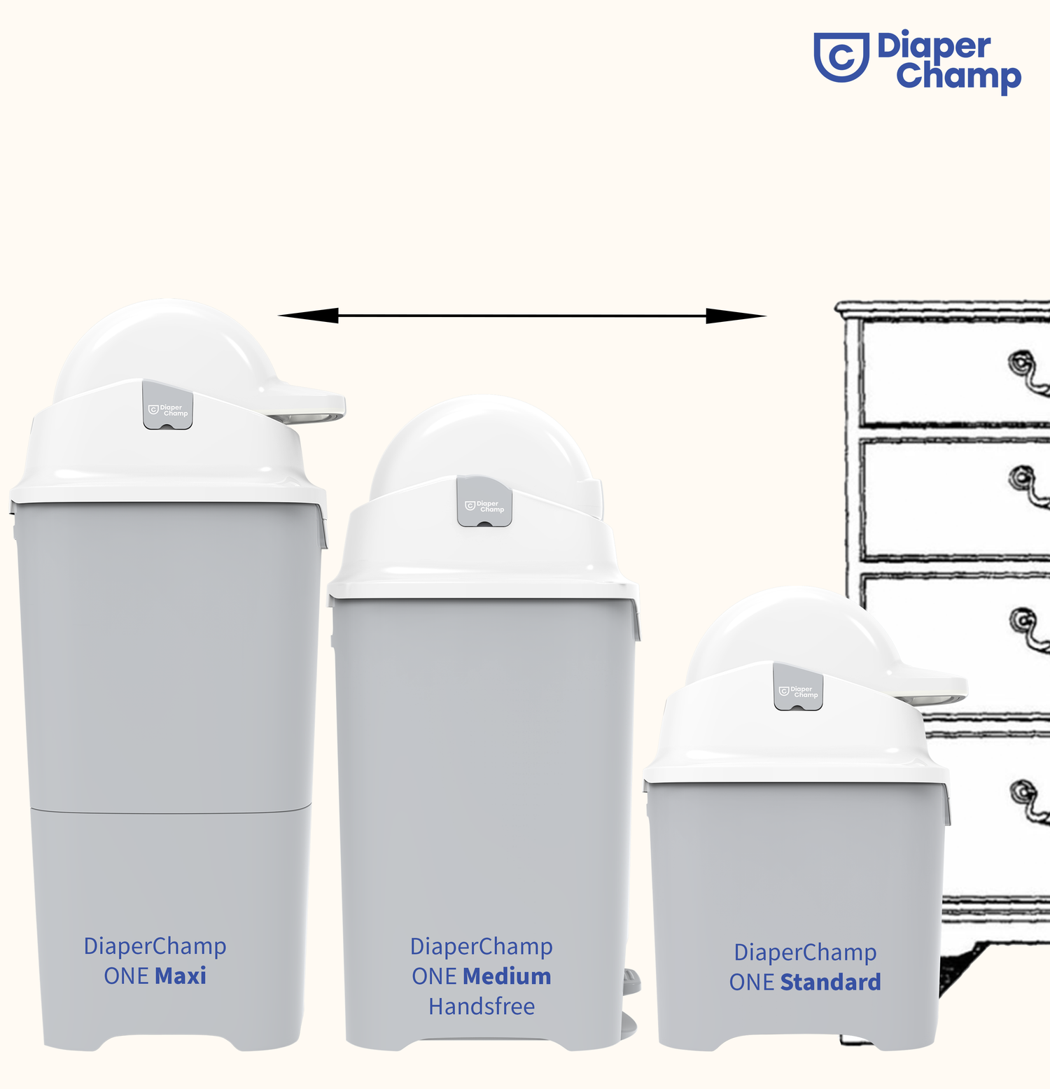 DiaperChamp ONE Handsfree Medium - Silver