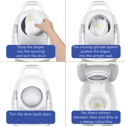 DiaperChamp ONE Handsfree Medium - Silver (incl. 10 gratis ECO-zakken)